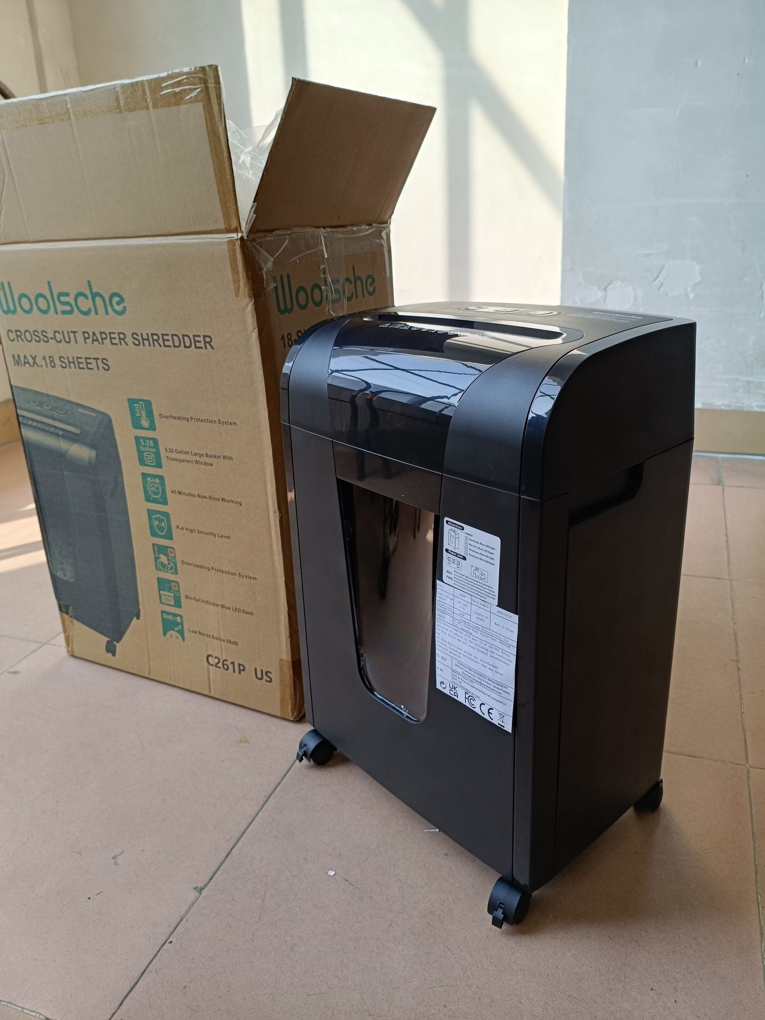 Woolsche Paper Shredder, 18-Sheet Cross Cut with 18 Liters Pull Out Bin, P-4 Security Level, Shred Paper and Credit Card, Durable&Fast with Auto Jam Proof System Shredder for Office - JM Variety Store